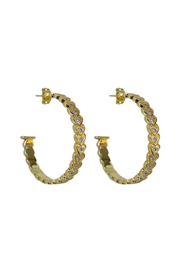 Mountain and Moon | Amber Hoops Gold / White CZ | Girls with Gems