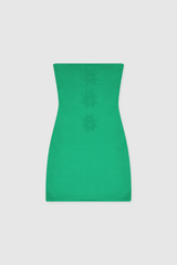 Bettina Strapless Tube Dress Amazon by The Wolf Gang – A stretchy knit mini with sun motif, perfect for tropical holidays or Euro summer nights.