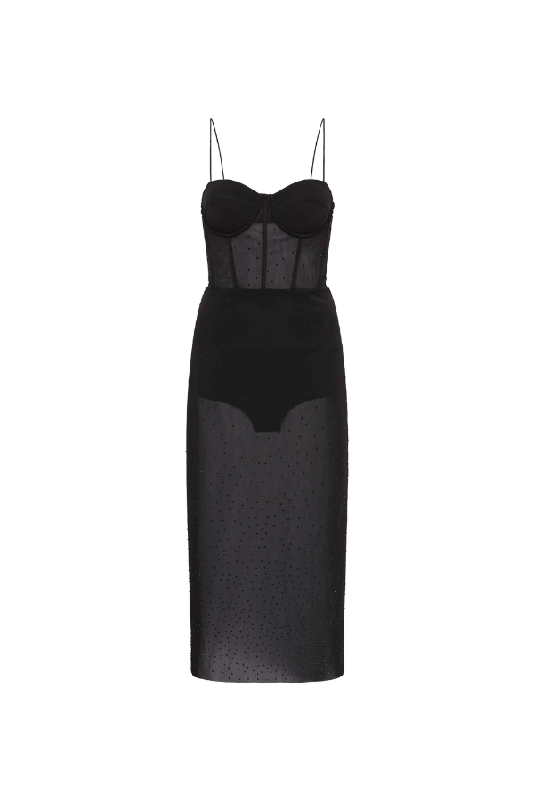 Rebecca Vallance | Lucienne Midi Dress Black | Girls with Gems
