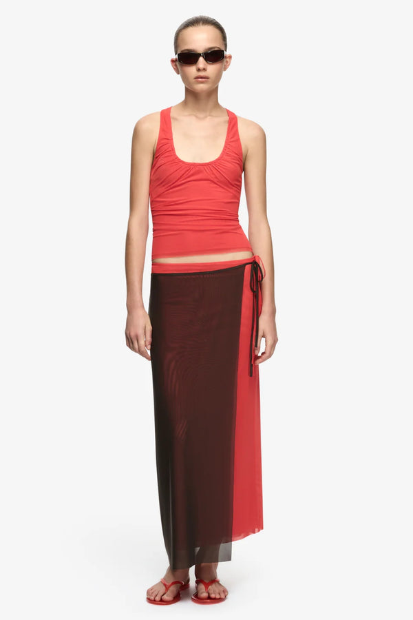 Alyna Contrast Skirt Bitter Choc/Flame