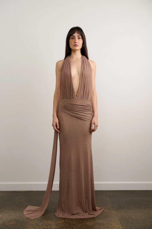 Natalie Dress Rhinestone Toffee