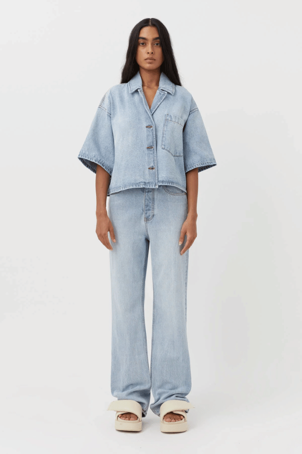 Camilla and Marc | Ina Crop Denim Shirt Washed Blue | Girls with Gems