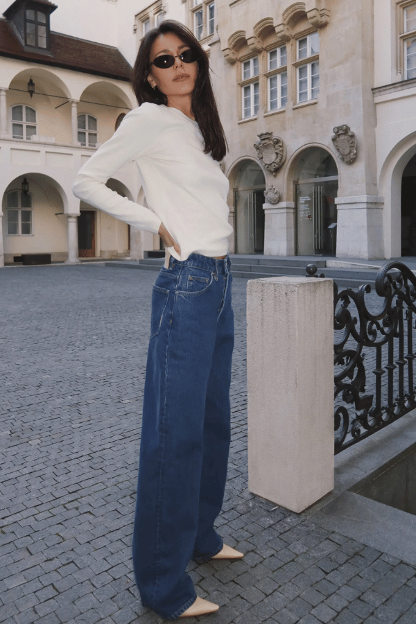 Coco Relaxed Indigo Vision by Neuw Denim, high-waisted relaxed straight-leg rigid jeans in vintage indigo with tobacco stitching, perfect for casual wear.