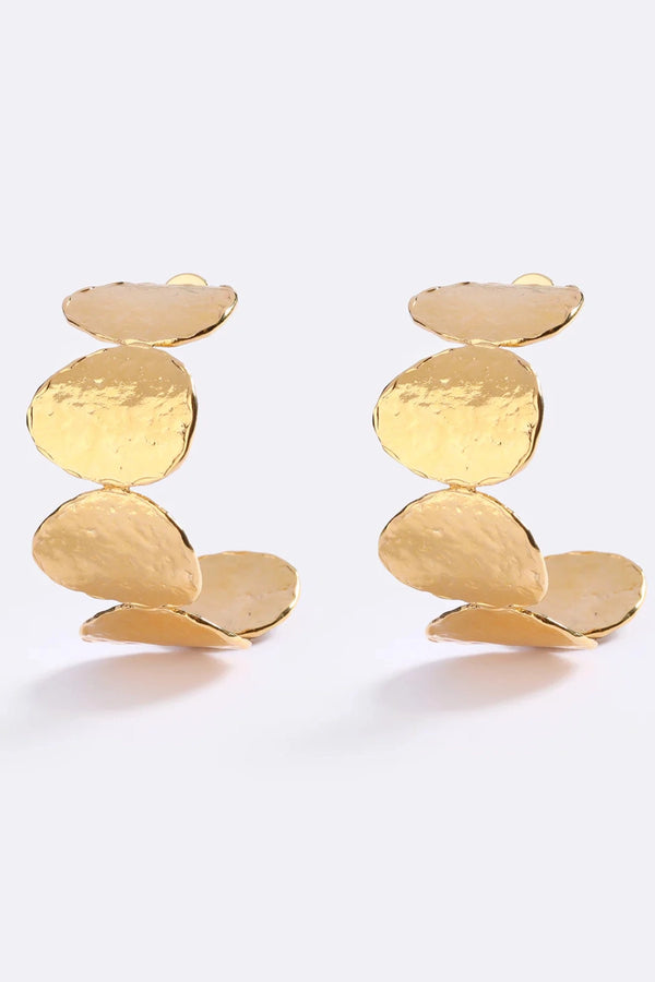 Sunset Hour Hoops Gold by Emma Pills - oversized gold hoop earrings with hammered texture, designed for a bold statement look.