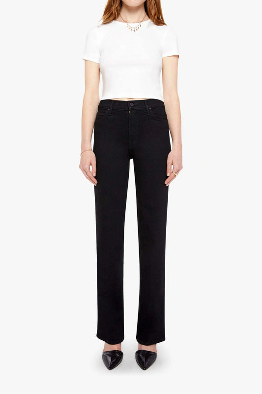 The Kick It Nighty Night by Mother, high rise straight leg black jeans, perfect for everyday or elevated styling