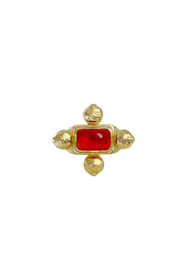 Mountain and Moon | Petra Ring Gold / Red Glass | Girls with Gems