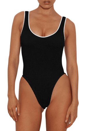 Hunza G | Faye Contrast Swim Black/White | Girls with Gems