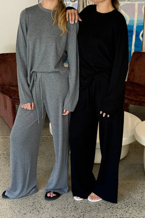 Charli Knitted Long Sleeve Top in Grey by Sneaky Link, soft non-itchy knit with relaxed fit for cozy everyday layering.