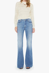 The Doozy Fray Heads or Tails by Mother, high rise flare jeans with frayed hem, perfect for vintage inspired everyday styling