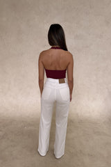 Bronte Halter Jersey Tank Merlot