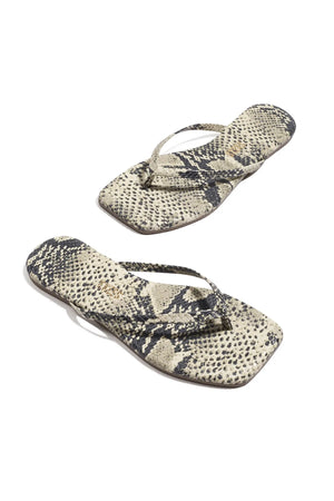 Tkees Square Toe Exotics Sandsnake sandal in soft washed denim with square toe and cushioned insole, handcrafted in Brazil.
