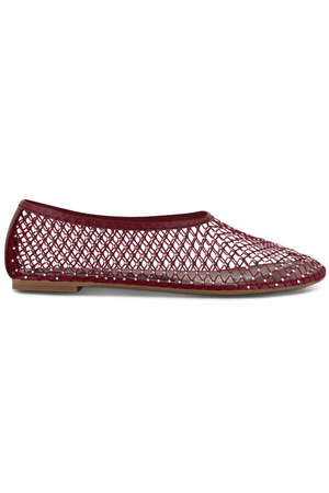 Clarissa Ballet Flat Merlot by Senso – Sheer mesh flats with crystal embellishments and rounded toe for a chic, sparkling everyday look.