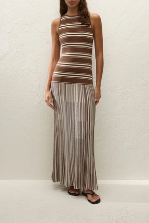 Tore Maxi Dress Ombre Stripe Macro Carob