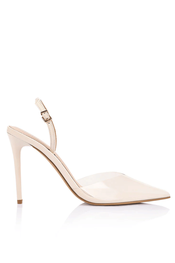 Lana Wilkinson | Kristen Pump Vinylite & Ivory Patent Leather | Girls with Gems