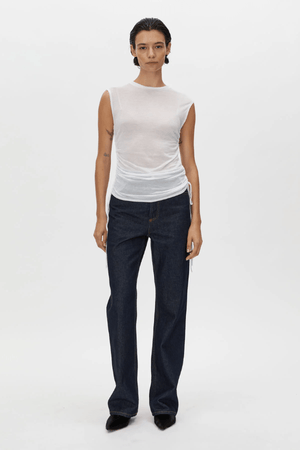 Marjorie Tank Soft White by Camilla and Marc – breathable jersey with side tie details and a sleek neckline, perfect for layering or relaxed weekend wear.
