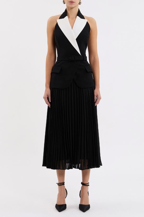 Emma Midi Dress Black and White