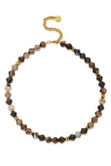 Dykuma Necklace by Amber Sceats, coffee agate and gold necklace, perfect for elevated everyday styling