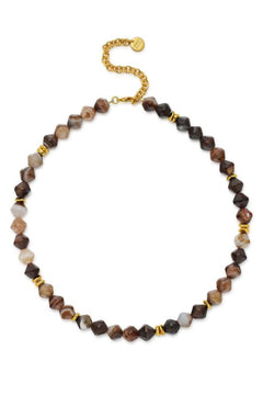 Dykuma Necklace by Amber Sceats, coffee agate and gold necklace, perfect for elevated everyday styling