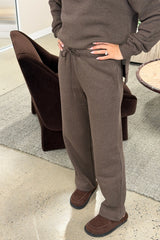Lloyd Track Pant Chocolate by Camilla and Marc - relaxed knit track pants with drawstring waist and straight leg, perfect for elevated loungewear styling.