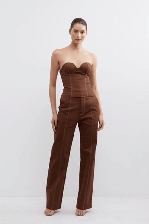 Aldo Bodice Fudge by Pasduchas, sleek strapless cupped bodice with contrast stitching and invisible zipper, perfect for trendy events and elegant nights out.