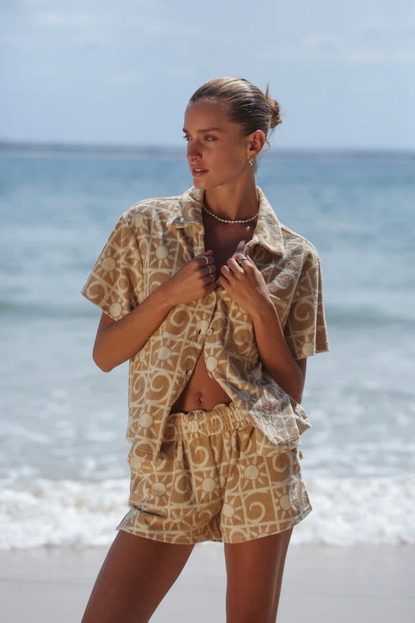 Araminta James | Sunseeker Terry Shirt Set Pecan | Girls with Gems