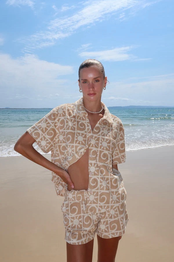 Araminta James | Sunseeker Terry Shirt Set Pecan | Girls with Gems