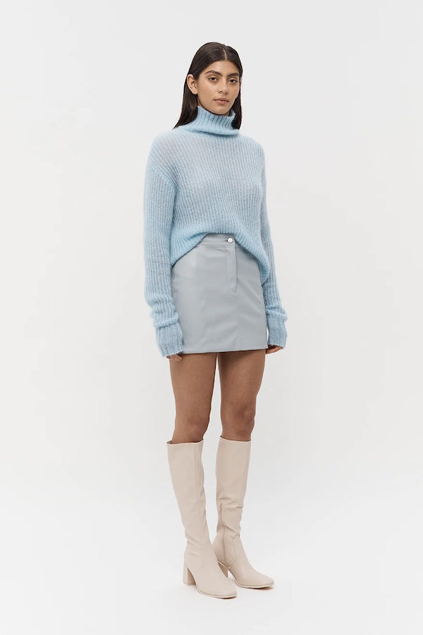 Friend of Audrey | Musier Leather Mini Skirt Blue | Girls with Gems