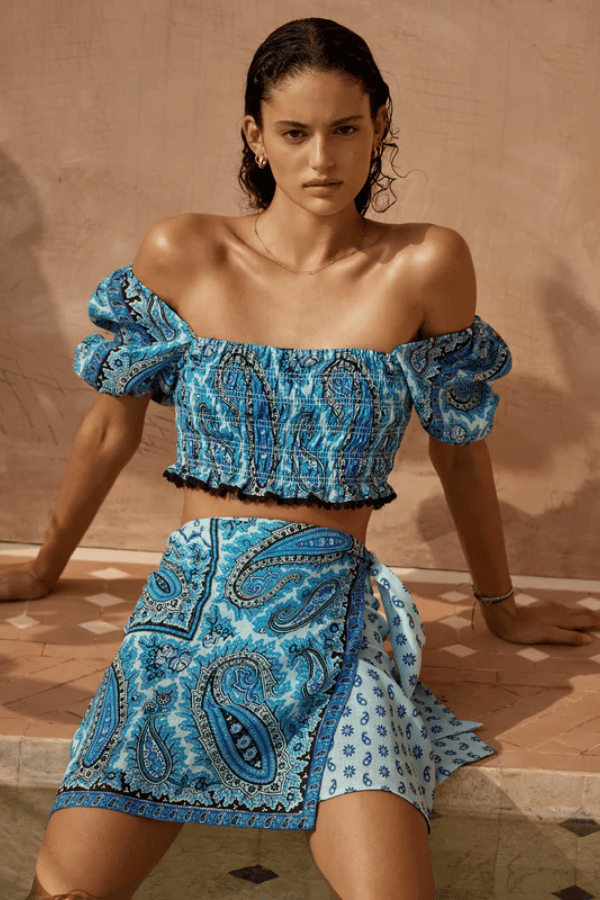 Boteh | Agios Mini Wrap Skirt Grotto Blue | Girls With Gems
