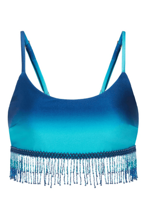 Ombre Beaded Cropped Top High Tide by PatBo, stunning limited-edition beaded crop with adjustable straps and back clasp, perfect for trendy events and viral fashion moments.