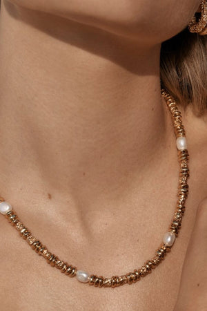 Creo Necklace by Amber Sceats, pearl and gold statement necklace, perfect for elevated occasion styling