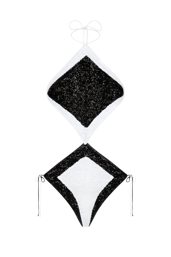 Oséree | Paillettes Bicolor Diamond Maillot Black and White | Girls with Gems