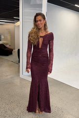 The Kali Ruffle Lace Maxi Currant