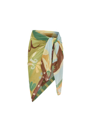 Square Pareo Sundrop by Soleil Soleil, lightweight cotton pareo with a semi-sheer finish for beach days and resort escapes.