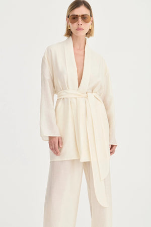 Alma Robe Ivory Leaf