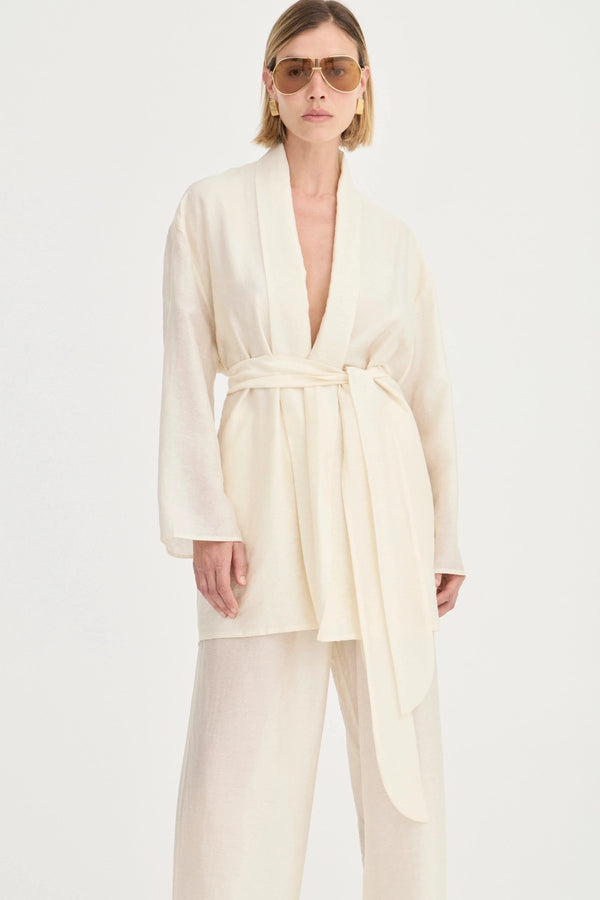 Alma Robe Ivory Leaf