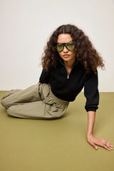 Lexington Sweater Black by Mossman, half zip knit sweater with relaxed fit, perfect for work or elevated everyday styling