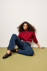 Lexington Sweater Black by Mossman, half zip knit sweater with relaxed fit, perfect for work or elevated everyday styling