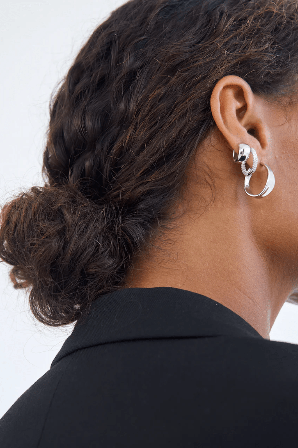 Avant Studio | Priscilla Pave Hoops Silver | Girls with Gems