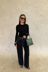 Polly Long Sleeve Top Black by Sneaky Link – a soft slim-fit top with round neckline and stretch. Perfect for everyday layering.