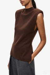 The Open Back Knit Top Chocolate