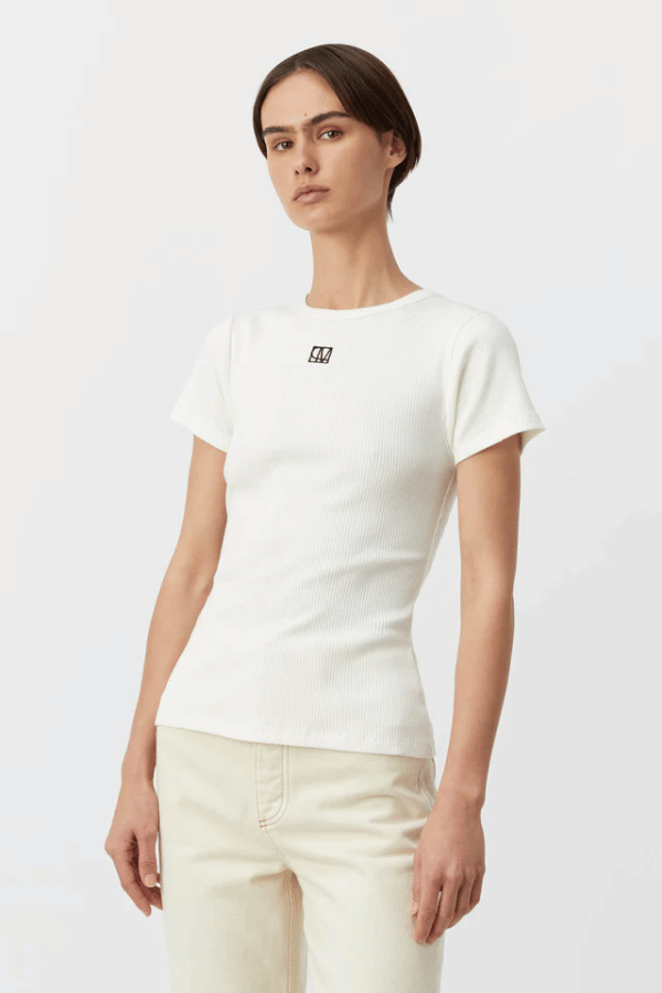 Camilla And Marc | Nora Fitted Tee Soft White LWHT | Girls With Gems