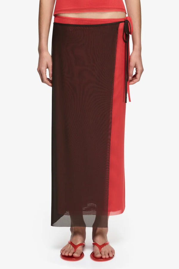 Alyna Contrast Skirt Bitter Choc/Flame