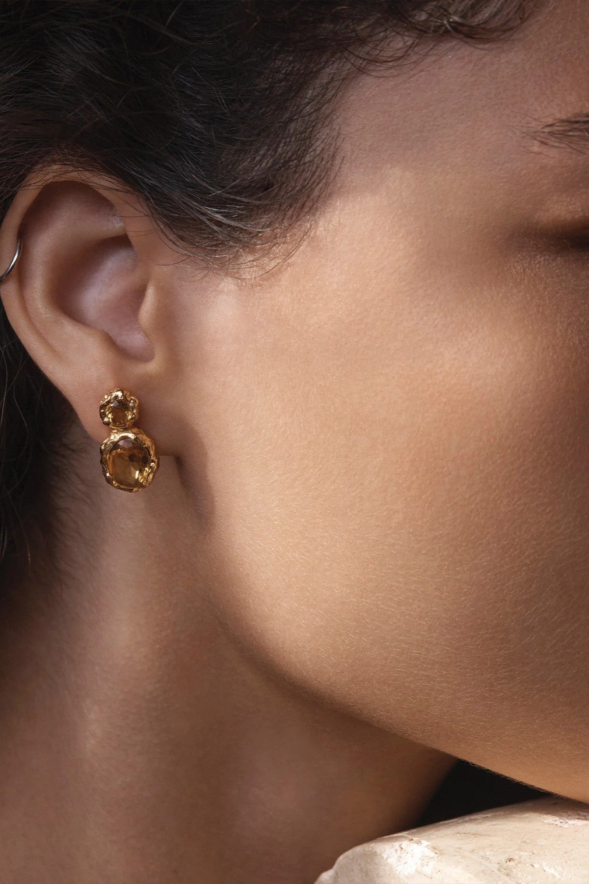 Oriveto Earrings by Amber Sceats, handcrafted in Italy with citrine cubic zirconia and 24K gold plating for radiant, day-to-night elegance.