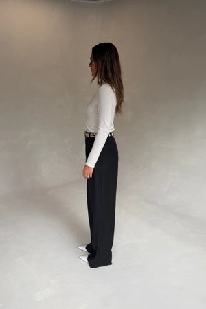 Alexa Tailored Suit Pant Black by Sneaky Link, wide leg tailored pants perfect for office or evening styling