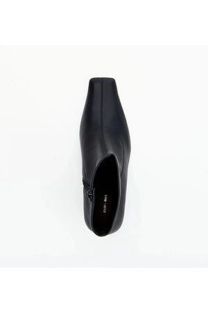 Amelia Black Stretch Leather by Alias Mae, sleek stretch leather boot with square toe, perfect for day to night styling