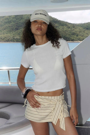 Kiana Skort Butter/Choc Stripe