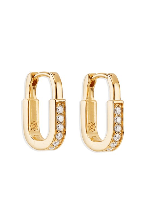 By Charlotte | 18k Gold Vermeil Connection Hoops | Girls with Gems