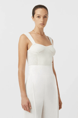 Ariel Tank Cream by Camilla and Marc – crochet-knit with bust shaping and mesh details, a chic staple perfect for brunches or stylish summer getaways.