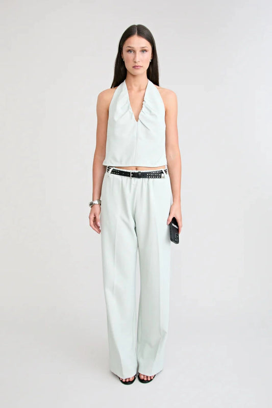 Santo Halter Top by Pfeiffer, halter top with ruching and tailored fit, perfect for pairing with pants or denim for elevated looks