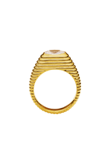 Birch Ring by Amber Sceats, 24K gold-plated with sparkling cubic zirconia, handcrafted in Italy for a classic, elegant look.